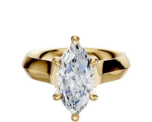 18K Yellow Gold 6 Prong Hidden Halo Cathedral Knife Edge 4.0mm Engagement Ring