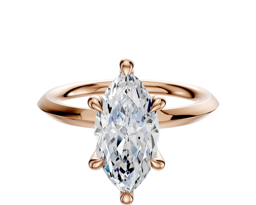 18K Rose Gold 6 Prong Hidden Halo Classic Knife Edge 2.0mm Engagement Ring