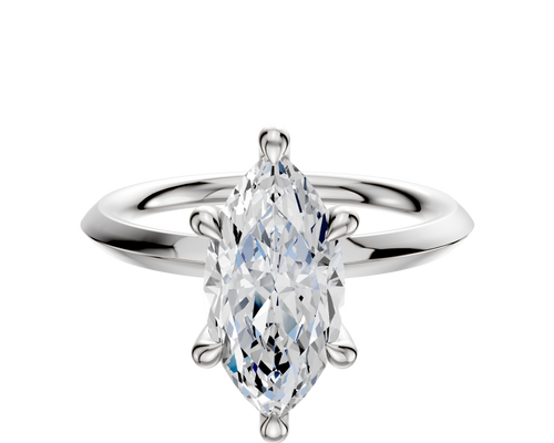 Platinum 6 Prong Hidden Halo Classic Knife Edge 2.0mm Engagement Ring
