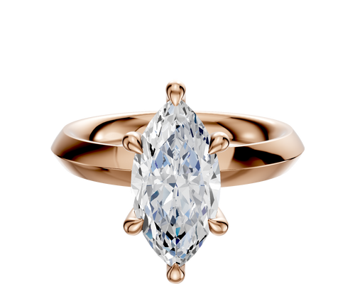18K Rose Gold 6 Prong Hidden Halo Classic Knife Edge 3.0mm Engagement Ring