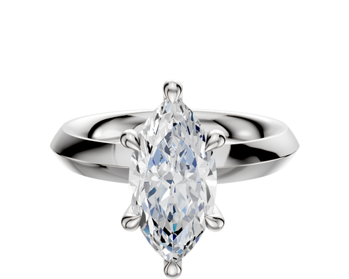 18K White Gold 6 Prong Hidden Halo Classic Knife Edge 3.0mm Engagement Ring