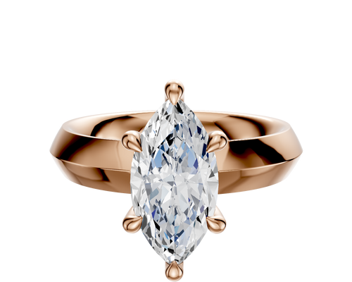 18K Rose Gold 6 Prong Hidden Halo Classic Knife Edge 4.0mm Engagement Ring