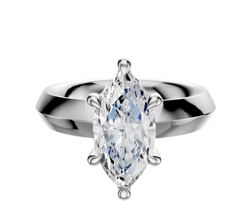 18K White Gold 6 Prong Hidden Halo Classic Knife Edge 4.0mm Engagement Ring