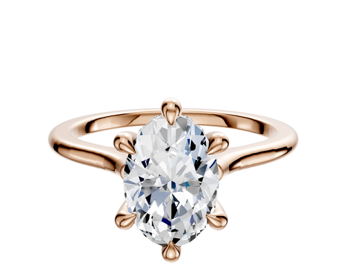 18K Rose Gold 6 Prong Hidden Halo Cathedral Dome 1.5mm Engagement Ring