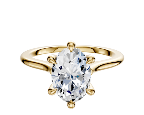 18K Yellow Gold 6 Prong Hidden Halo Cathedral Dome 1.5mm Engagement Ring