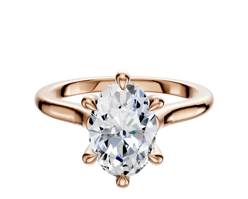 18K Rose Gold 6 Prong Hidden Halo Cathedral Dome 2.0mm Engagement Ring