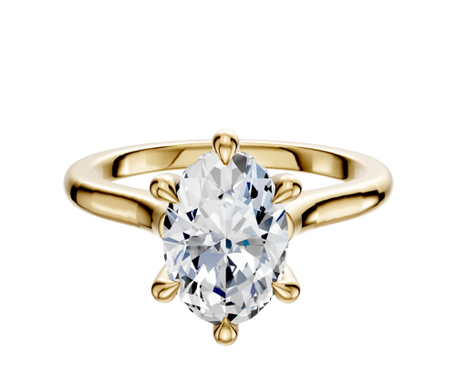 18K Yellow Gold 6 Prong Hidden Halo Cathedral Dome 2.0mm Engagement Ring