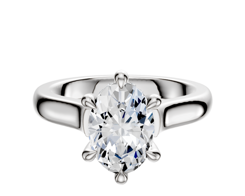 14K White Gold 6 Prong Hidden Halo Cathedral Dome 3.0mm Engagement Ring