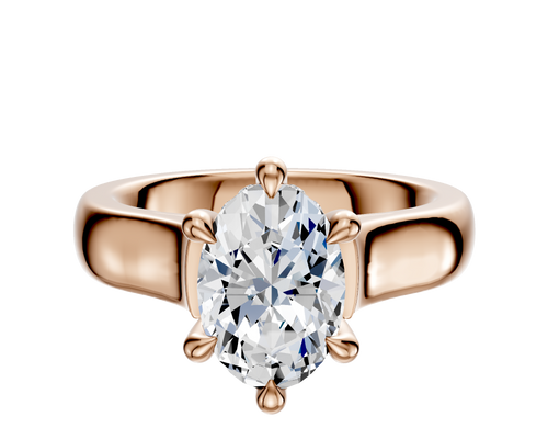 18K Rose Gold 6 Prong Hidden Halo Cathedral Dome 4.0mm Engagement Ring