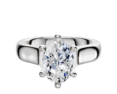14K White Gold 6 Prong Hidden Halo Cathedral Dome 4.0mm Engagement Ring