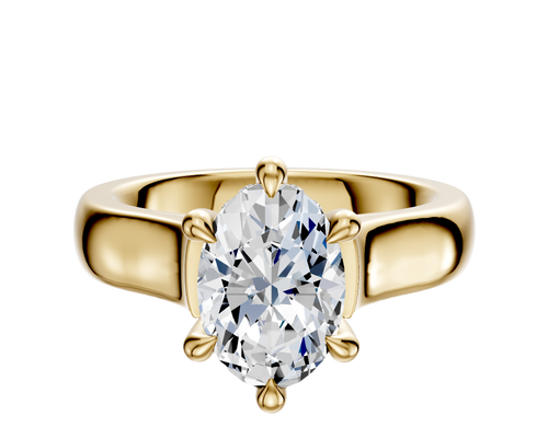 18K Yellow Gold 6 Prong Hidden Halo Cathedral Dome 4.0mm Engagement Ring