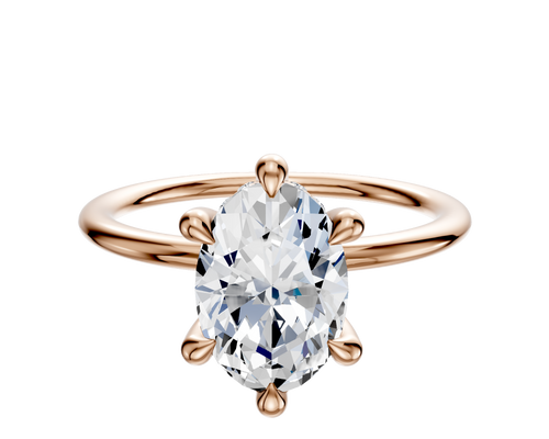 18K Rose Gold 6 Prong Hidden Halo Classic Dome 1.5mm Engagement Ring