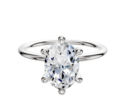 Platinum 6 Prong Hidden Halo Classic Dome 1.5mm Engagement Ring