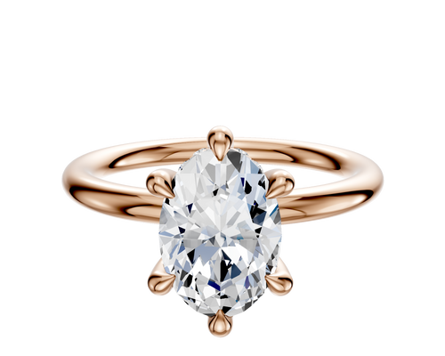 18K Rose Gold 6 Prong Hidden Halo Classic Dome 2.0mm Engagement Ring