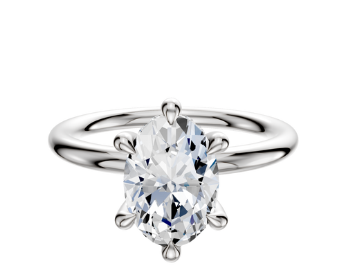 18K White Gold 6 Prong Hidden Halo Classic Dome 2.0mm Engagement Ring