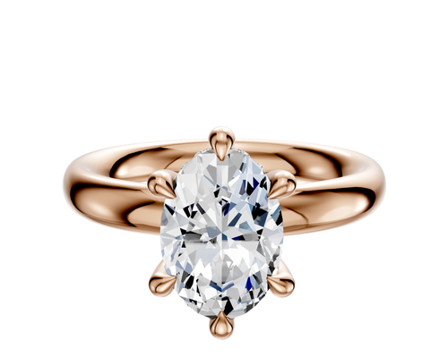 18K Rose Gold 6 Prong Hidden Halo Classic Dome 3.0mm Engagement Ring