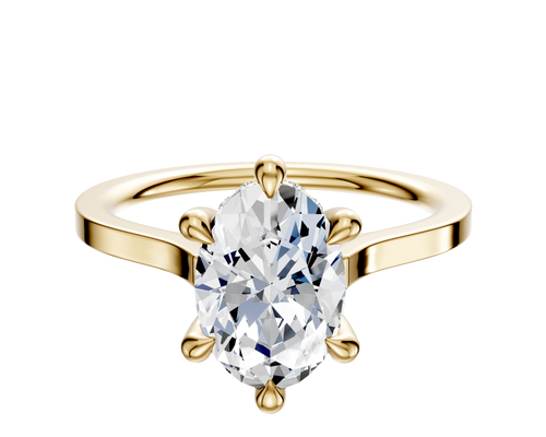 18K Yellow Gold 6 Prong Hidden Halo Cathedral Flat 1.5mm Engagement Ring