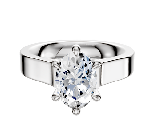 14K White Gold 6 Prong Hidden Halo Cathedral Flat 4.0mm Engagement Ring