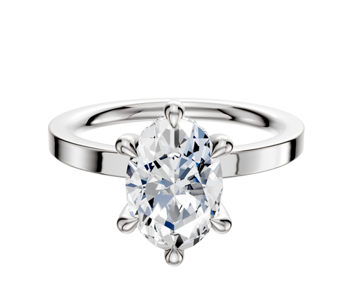 18K White Gold 6 Prong Hidden Halo Classic Flat 2.0mm Engagement Ring