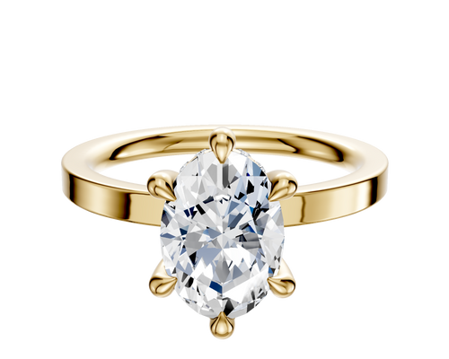 18K Yellow Gold 6 Prong Hidden Halo Classic Flat 2.0mm Engagement Ring