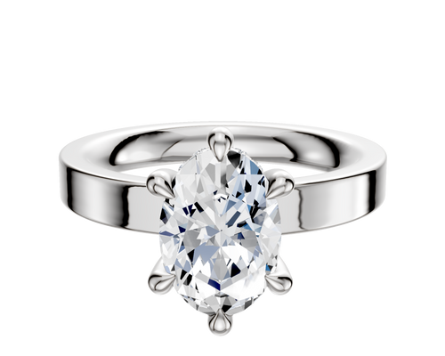 Platinum 6 Prong Hidden Halo Classic Flat 3.0mm Engagement Ring