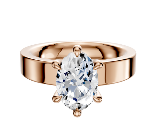 18K Rose Gold 6 Prong Hidden Halo Classic Flat 4.0mm Engagement Ring