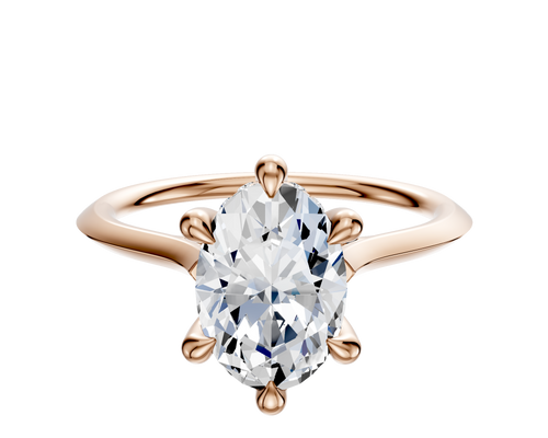 18K Rose Gold 6 Prong Hidden Halo Cathedral Knife Edge 1.5mm Engagement Ring