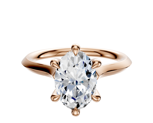 18K Rose Gold 6 Prong Hidden Halo Cathedral Knife Edge 2.0mm Engagement Ring