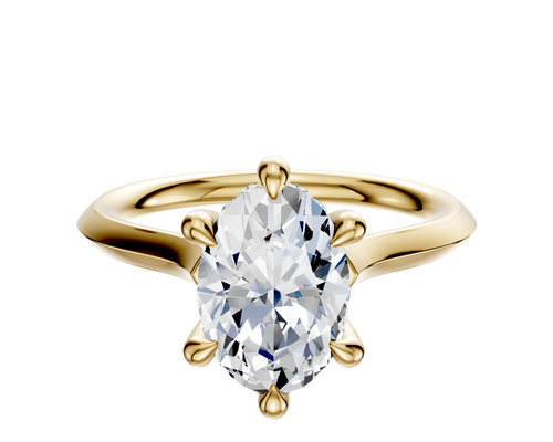 18K Yellow Gold 6 Prong Hidden Halo Cathedral Knife Edge 2.0mm Engagement Ring