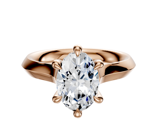 18K Rose Gold 6 Prong Hidden Halo Cathedral Knife Edge 3.0mm Engagement Ring