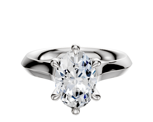14K White Gold 6 Prong Hidden Halo Cathedral Knife Edge 3.0mm Engagement Ring