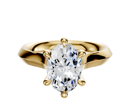 18K Yellow Gold 6 Prong Hidden Halo Cathedral Knife Edge 3.0mm Engagement Ring