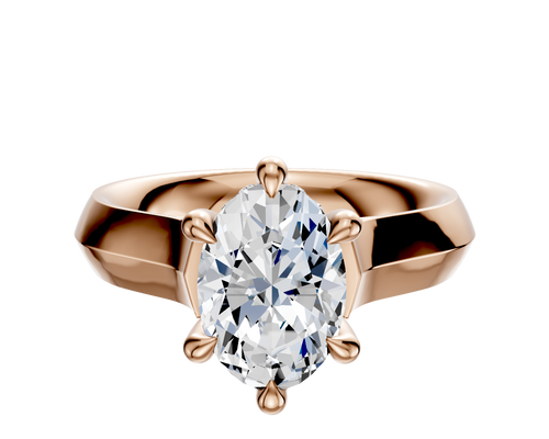 18K Rose Gold 6 Prong Hidden Halo Cathedral Knife Edge 4.0mm Engagement Ring