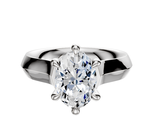 14K White Gold 6 Prong Hidden Halo Cathedral Knife Edge 4.0mm Engagement Ring