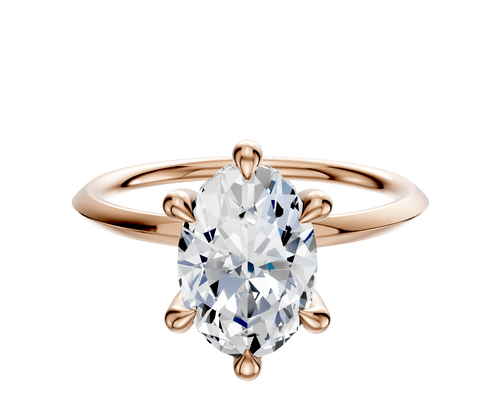 18K Rose Gold 6 Prong Hidden Halo Classic Knife Edge 1.5mm Engagement Ring