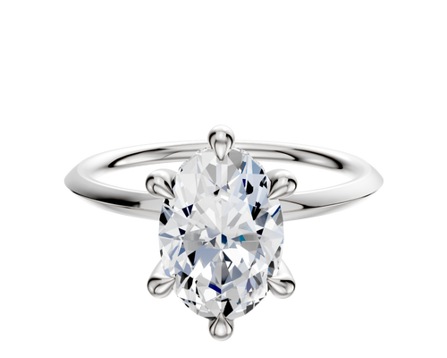 14K White Gold 6 Prong Hidden Halo Classic Knife Edge 1.5mm Engagement Ring