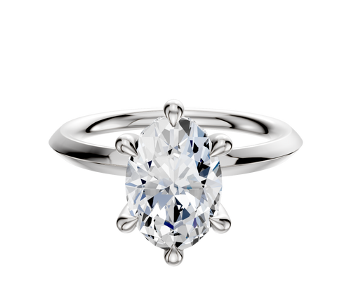 14K White Gold 6 Prong Hidden Halo Classic Knife Edge 2.0mm Engagement Ring
