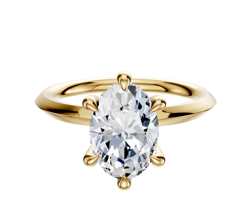 18K Yellow Gold 6 Prong Hidden Halo Classic Knife Edge 2.0mm Engagement Ring