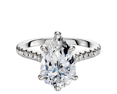 Platinum 6 Prong Hidden Halo Cathedral Dome 1-Row-Pave 2.5mm Engagement Ring