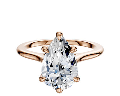 18K Rose Gold 6 Prong Hidden Halo Cathedral Dome 1.5mm Engagement Ring