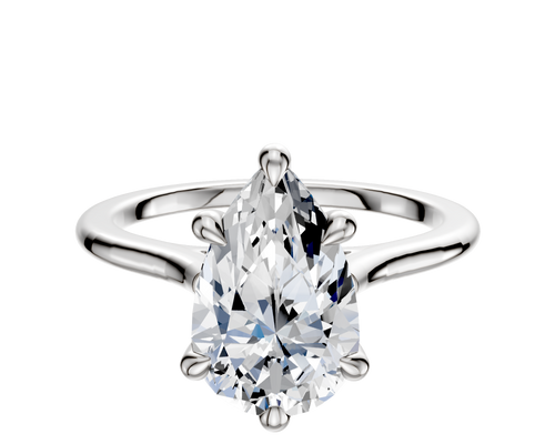 Platinum 6 Prong Hidden Halo Cathedral Dome 1.5mm Engagement Ring