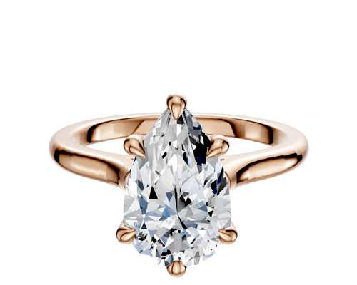 18K Rose Gold 6 Prong Hidden Halo Cathedral Dome 2.0mm Engagement Ring