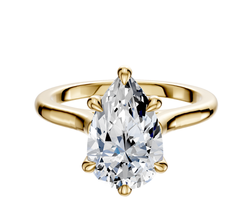 14K Yellow Gold 6 Prong Hidden Halo Cathedral Dome 2.0mm Engagement Ring