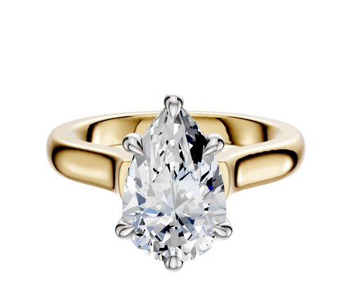14K Two Tone 6 Prong Hidden Halo Cathedral Dome 3.0mm Engagement Ring