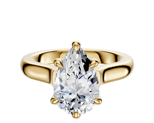 18K Yellow Gold 6 Prong Hidden Halo Cathedral Dome 3.0mm Engagement Ring