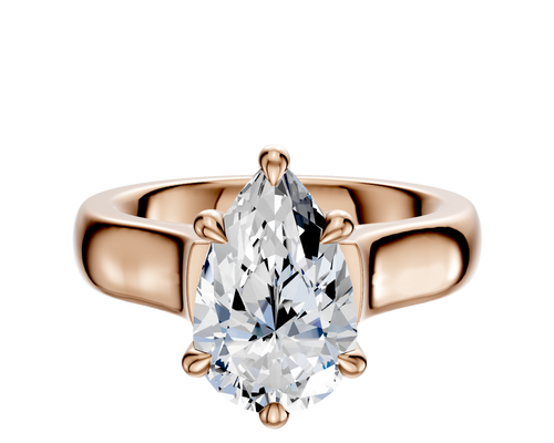 18K Rose Gold 6 Prong Hidden Halo Cathedral Dome 4.0mm Engagement Ring