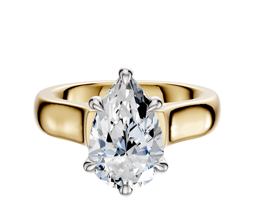 18K Two Tone 6 Prong Hidden Halo Cathedral Dome 4.0mm Engagement Ring