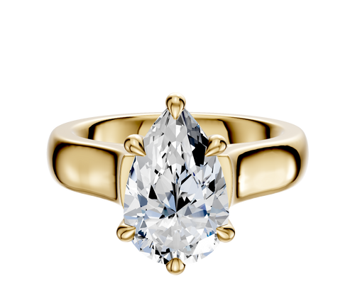 18K Yellow Gold 6 Prong Hidden Halo Cathedral Dome 4.0mm Engagement Ring