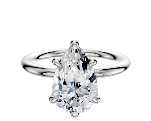 Platinum 6 Prong Hidden Halo Classic Dome 2.0mm Engagement Ring