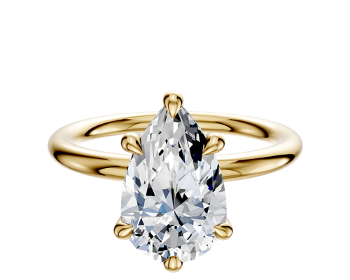 14K Yellow Gold 6 Prong Hidden Halo Classic Dome 2.0mm Engagement Ring